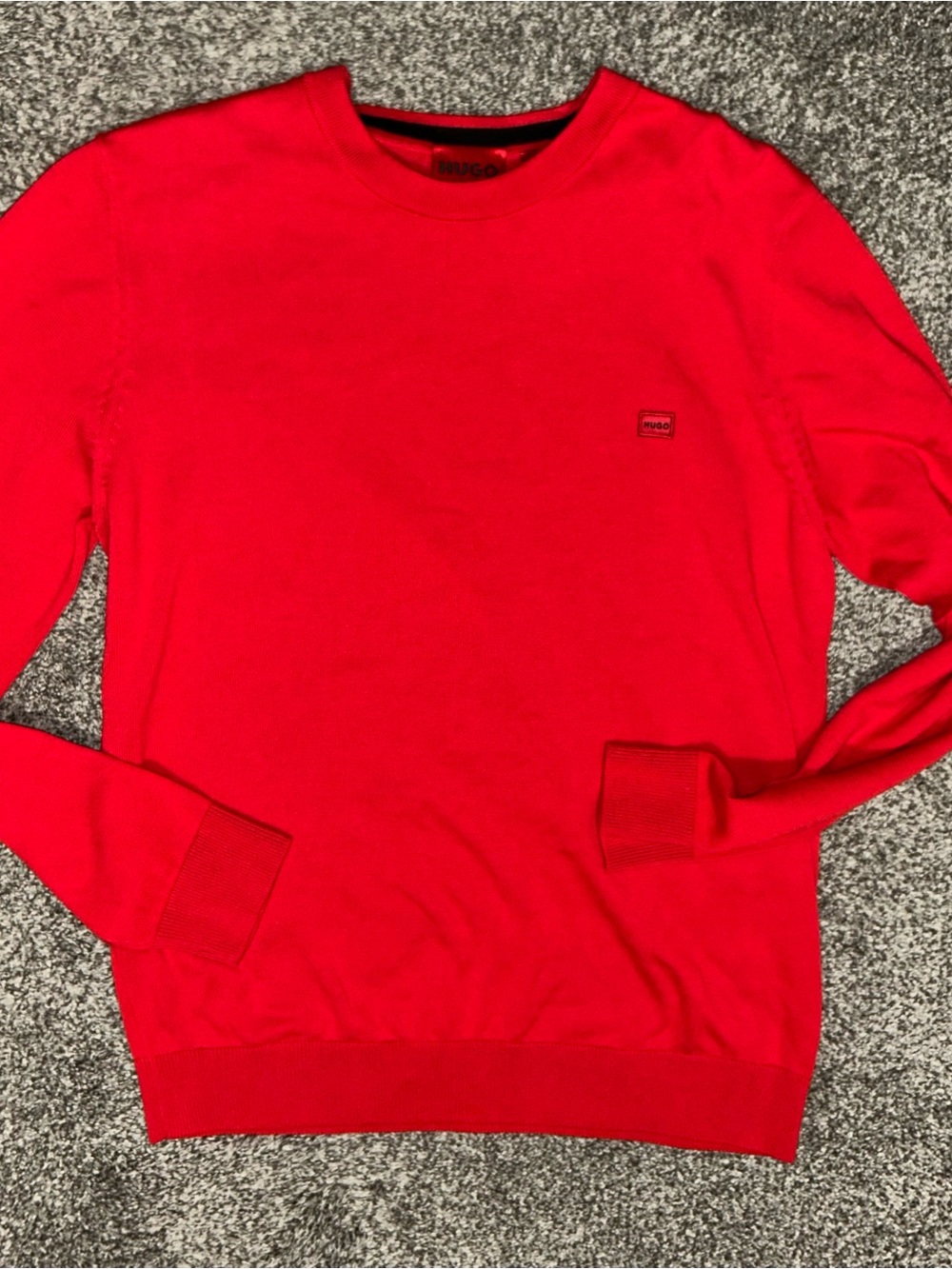 HUGO Men's Bright Red Crewneck Sweater Size Large